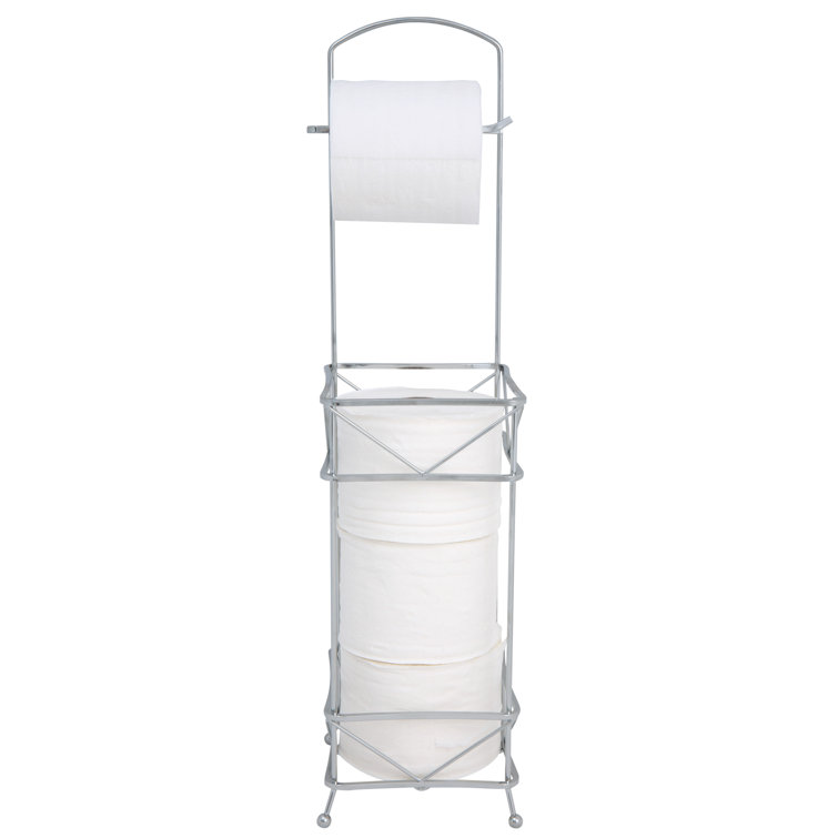 Chrome Free Standing Toilet Paper Holder with Reserve Storage