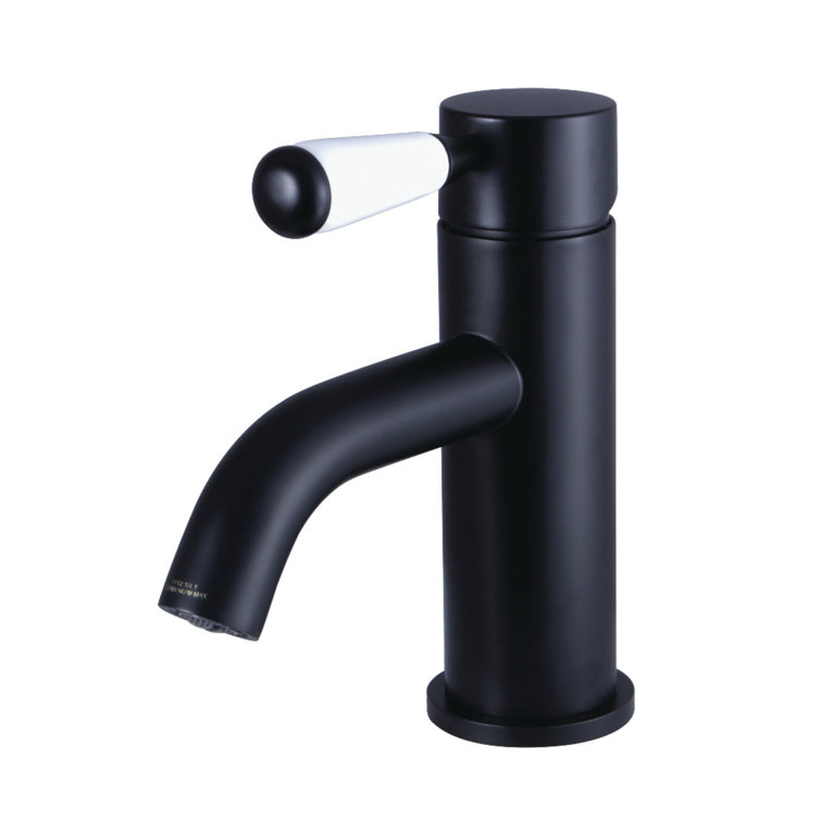 Matte Black Single-Handle Bathroom Faucet with Porcelain Lever