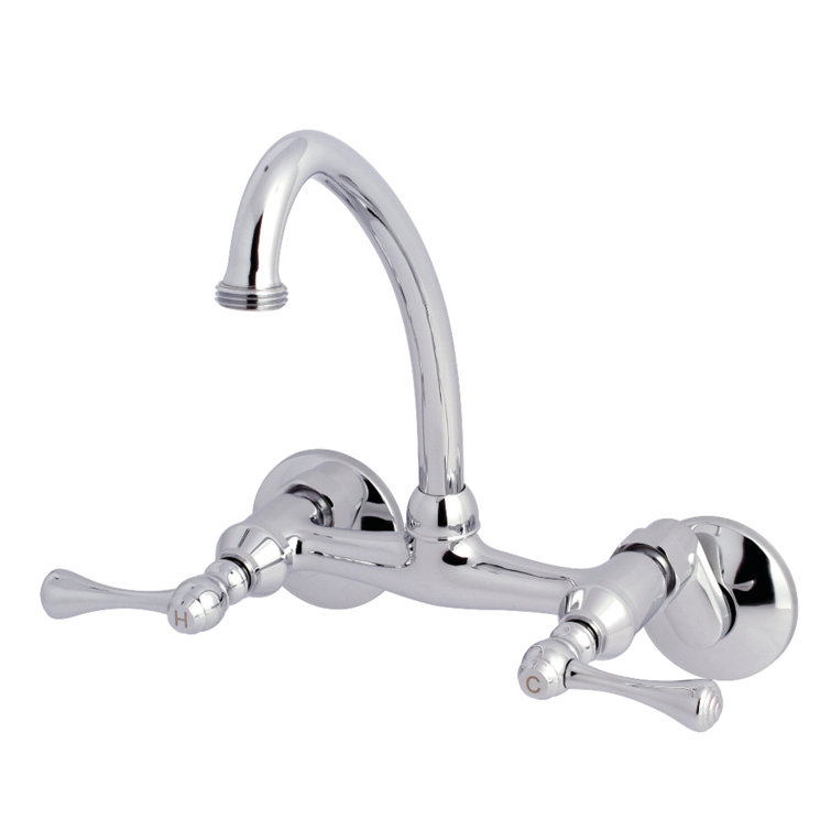 Polished Chrome Dual Handle Wall Mount Laundry Faucet