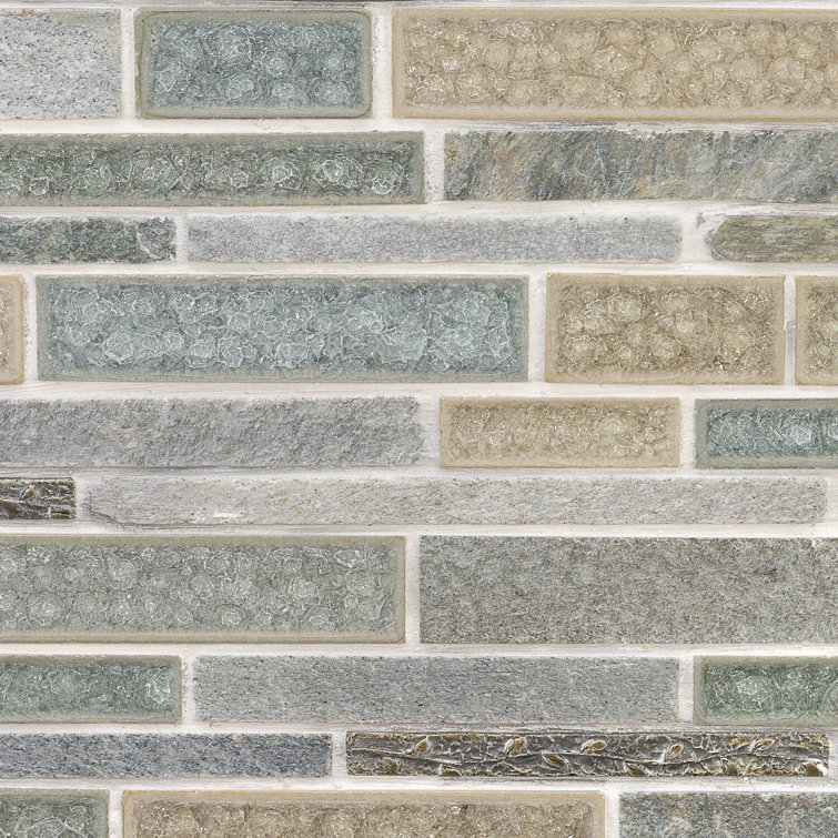 Olive Green and Beige Stone Glass Mosaic Tile