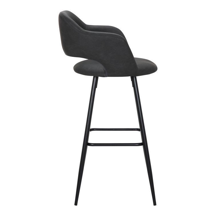 Sleek Contemporary 40.5" Black Metal & Grey Leather Bar Stool Set