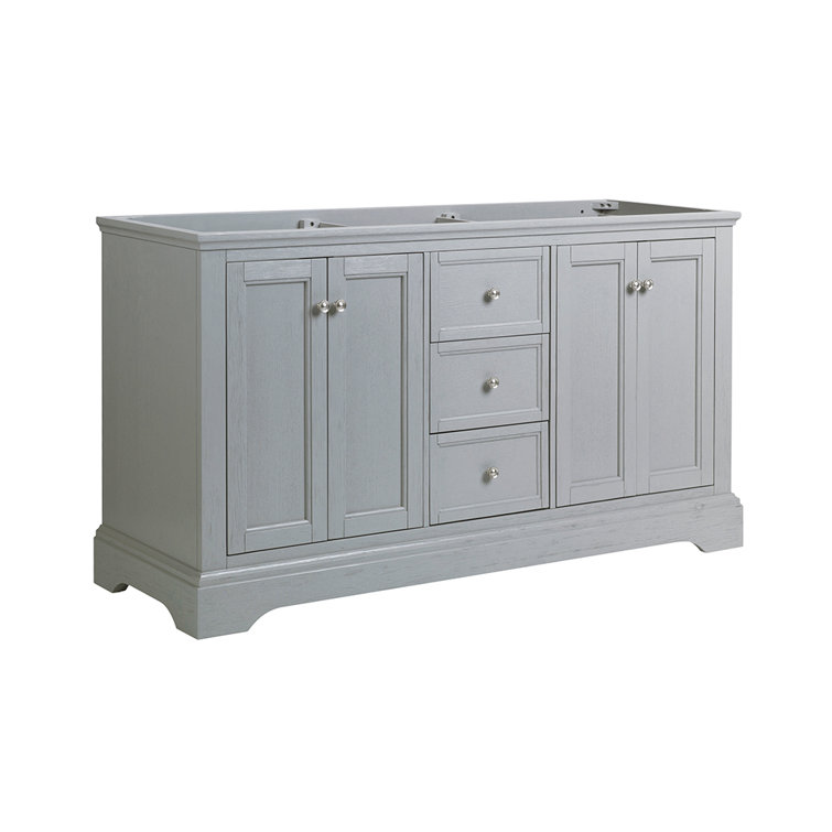 Gray Double Freestanding Wood Bathroom Vanity Cabinet