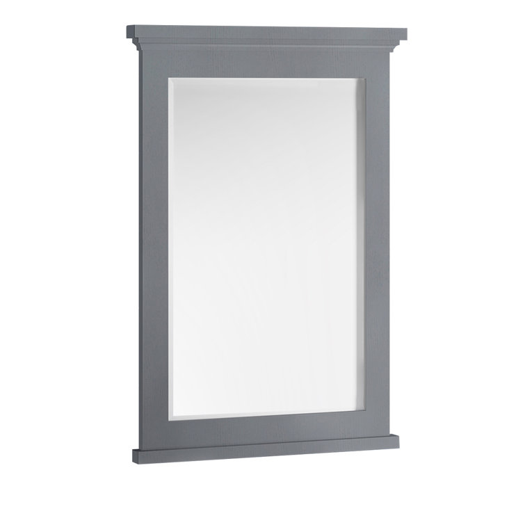 Elegant Shaker-Style 24" Grey Wood Bathroom Vanity Mirror