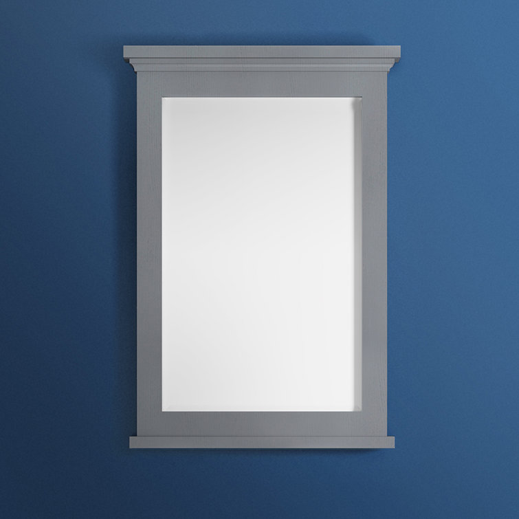 Elegant Shaker-Style 24" Grey Wood Bathroom Vanity Mirror