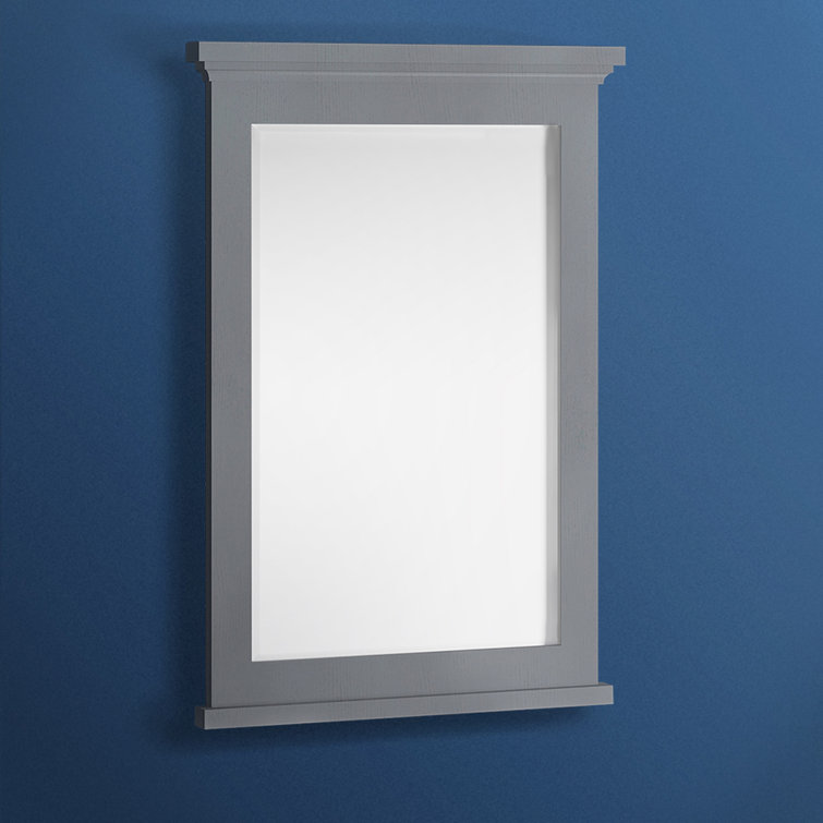 Elegant Shaker-Style 24" Grey Wood Bathroom Vanity Mirror