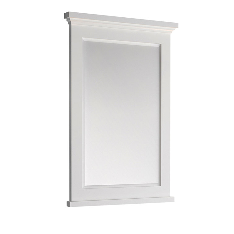 Elegant Matte White Rectangular Wood Bathroom Vanity Mirror