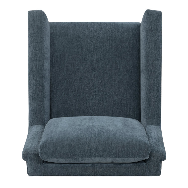 Mid-Century Slate Blue Accent Chair with Gold Legs