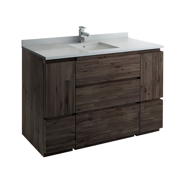 Acacia Wood 53" Brown Freestanding Bathroom Vanity Base
