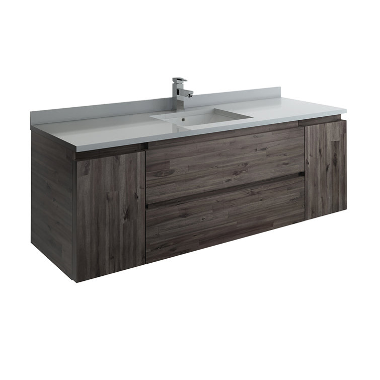 Formosa 60'' Brown Wall-Mount Vanity with Quartz Top