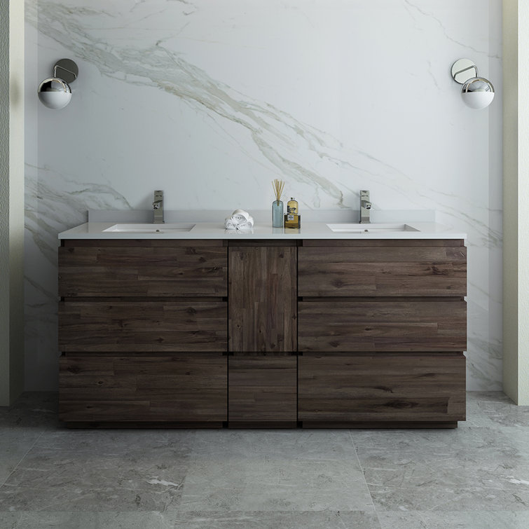 Formosa 72" Brown Quartz Stone Double Sink Vanity
