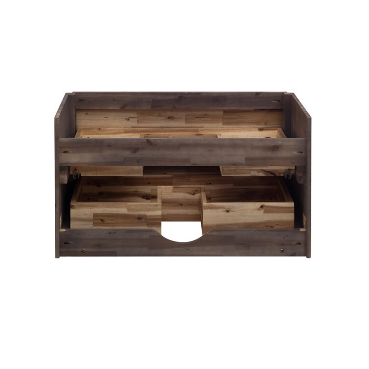Acacia Brown 35" Wall Mount Single Sink Vanity Base