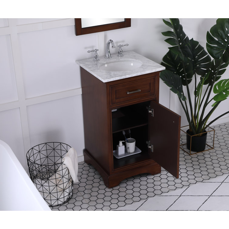 Teak and Marble 19'' Single Bathroom Vanity with Brushed Nickel Hardware