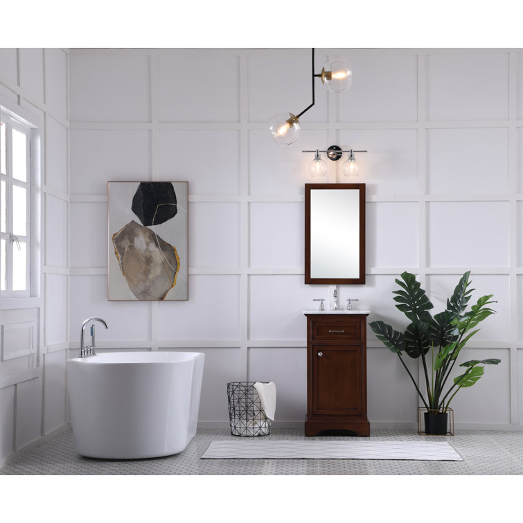 Teak and Marble 19'' Single Bathroom Vanity with Brushed Nickel Hardware