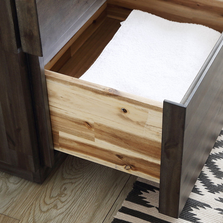 Elegant 36" Brown Quartz Top Bathroom Vanity Set with Mirror