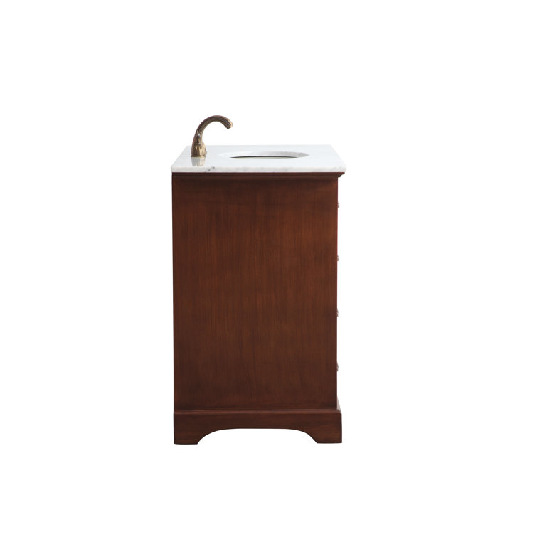 Elegant Teak 42" Single Vanity with Marble Top