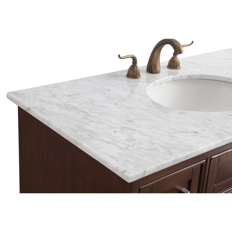 Elegant Teak 42" Single Vanity with Marble Top