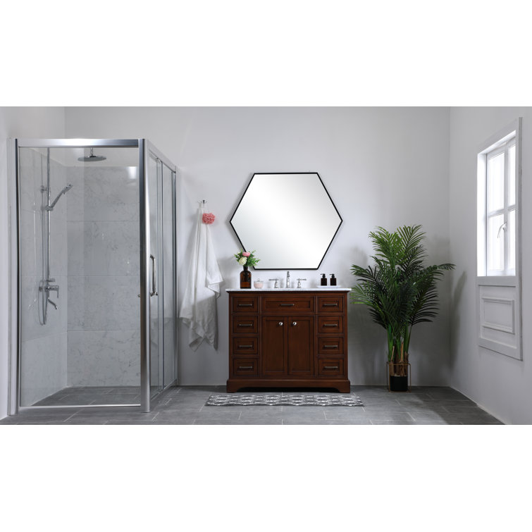 Elegant Teak 42" Single Vanity with Marble Top