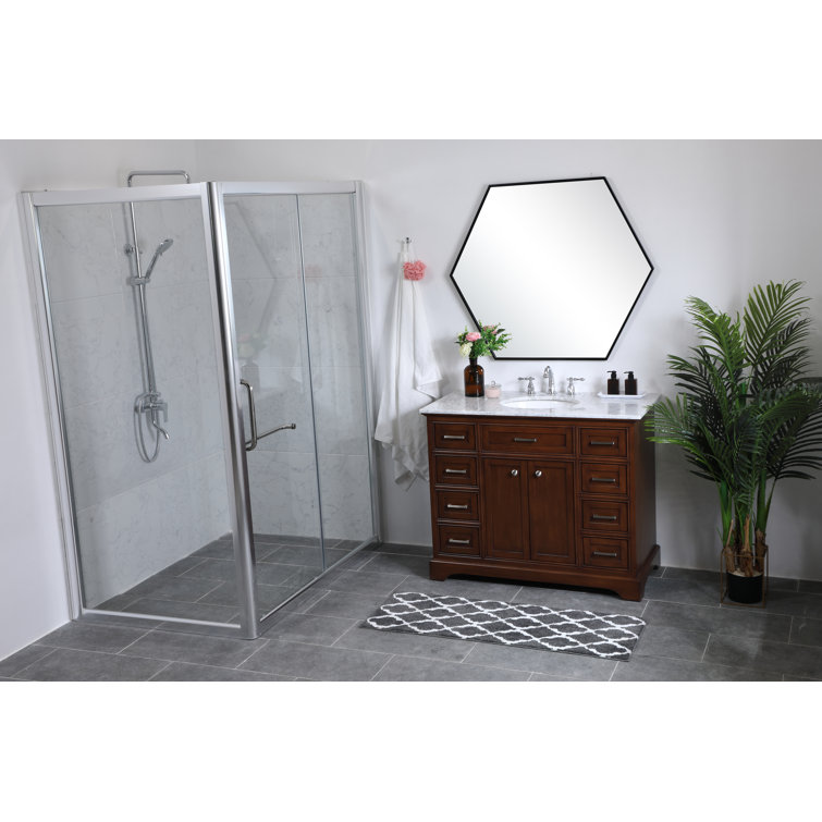 Elegant Teak 42" Single Vanity with Marble Top