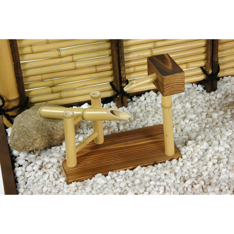 Zen Bamboo Mini Garden with Dark Walnut Base