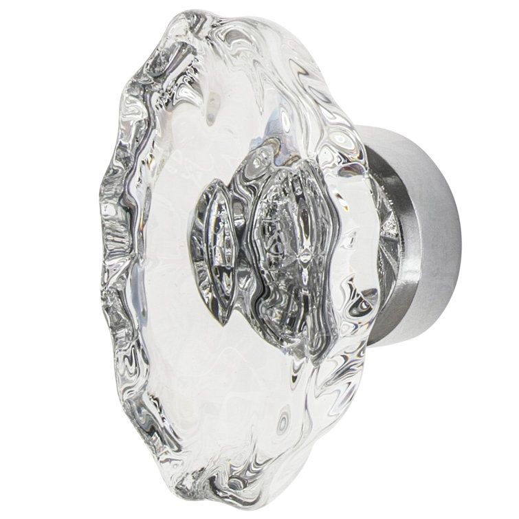 Antique Crystal and Chrome Round Cabinet Knob