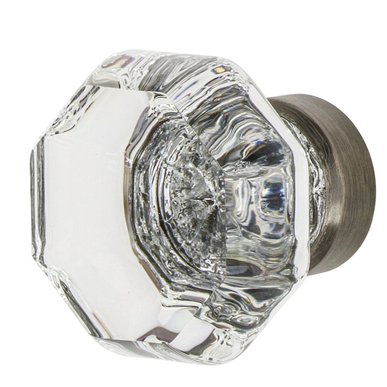 Antique Pewter Geometric Crystal Cabinet Knob