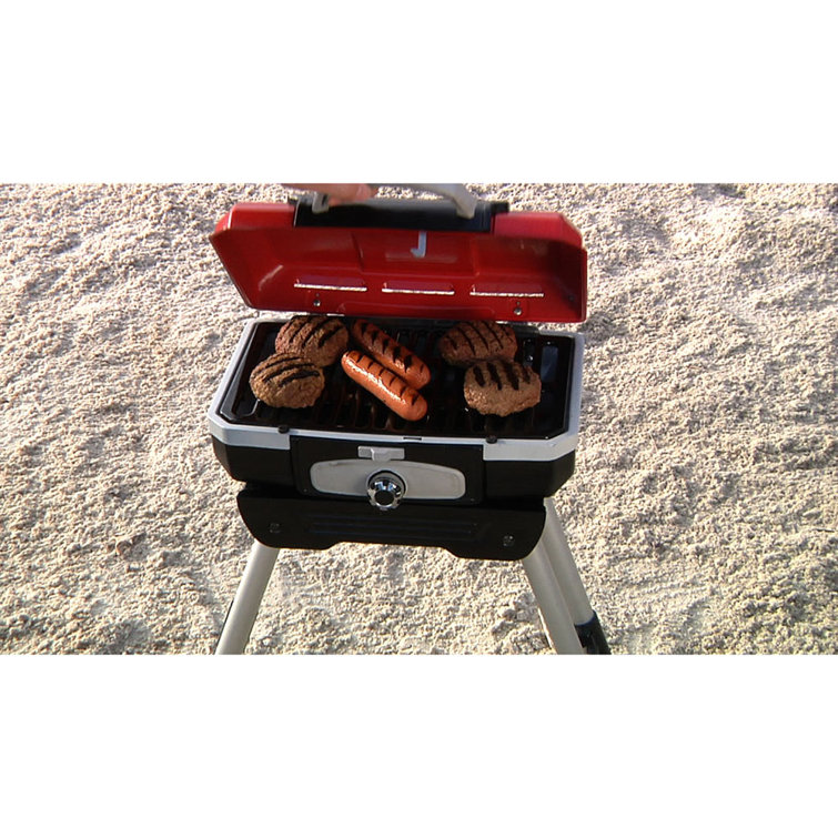 Red Compact Portable Propane Gas Grill with Telescoping Base