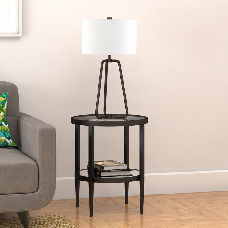 Marduk 25.5" Blackened Bronze Table Lamp with Linen Shade