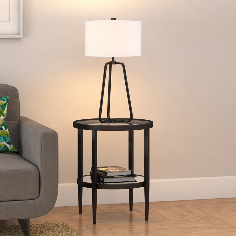 Marduk 25.5" Blackened Bronze Table Lamp with Linen Shade