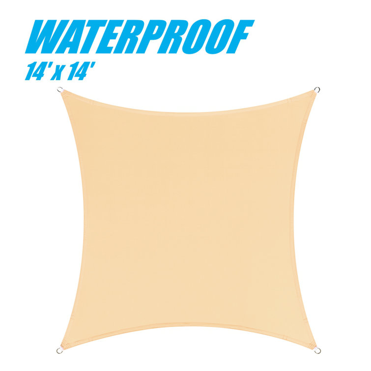 14' x 14' Beige Waterproof Polyethylene Sun Shade Sail Canopy