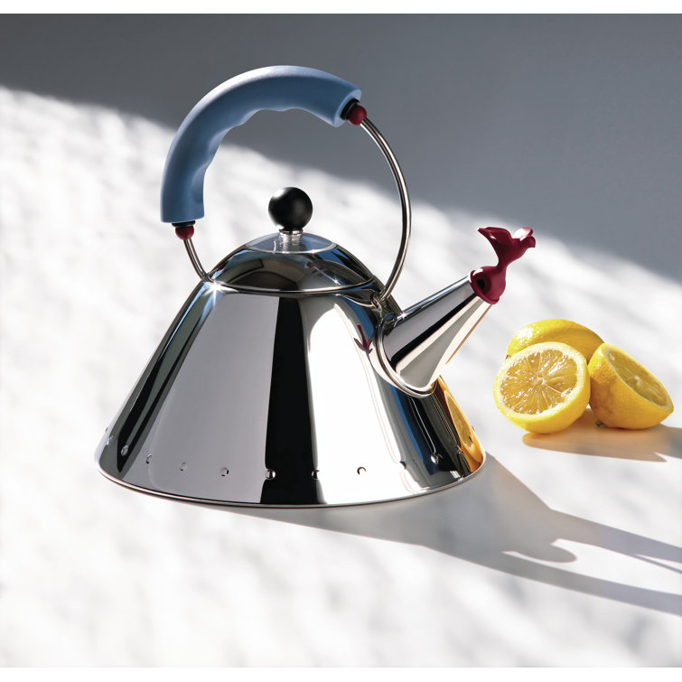 Light Blue Stainless Steel Whistling Kettle with Bird Whistle