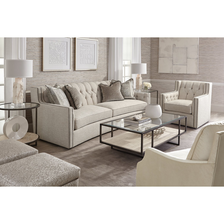 Harlow Transitional Chairside Table with Glass Top and Stone Shelf