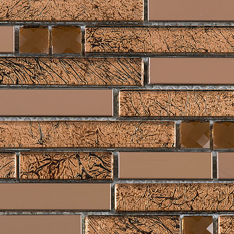 Brown Glass Micro-Beveled Linear Mosaic Wall Tile