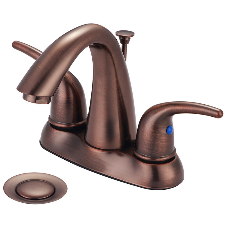 Oil Rubbed Bronze Centerset 2-Handle Bathroom Faucet with Drain Assembly