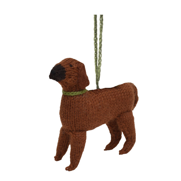 Hand Knit Brown Alpaca Wool Rhodesian Ridgeback Dog Ornament