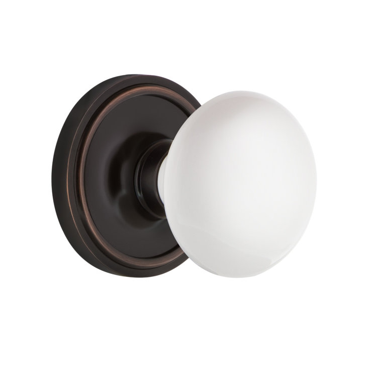 Timeless Bronze Classic Rosette with White Porcelain Door Knob