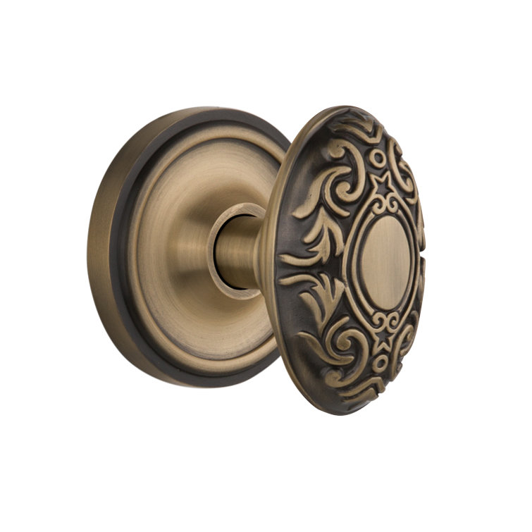 Antique Brass Victorian Privacy Door Knob with Classic Rosette