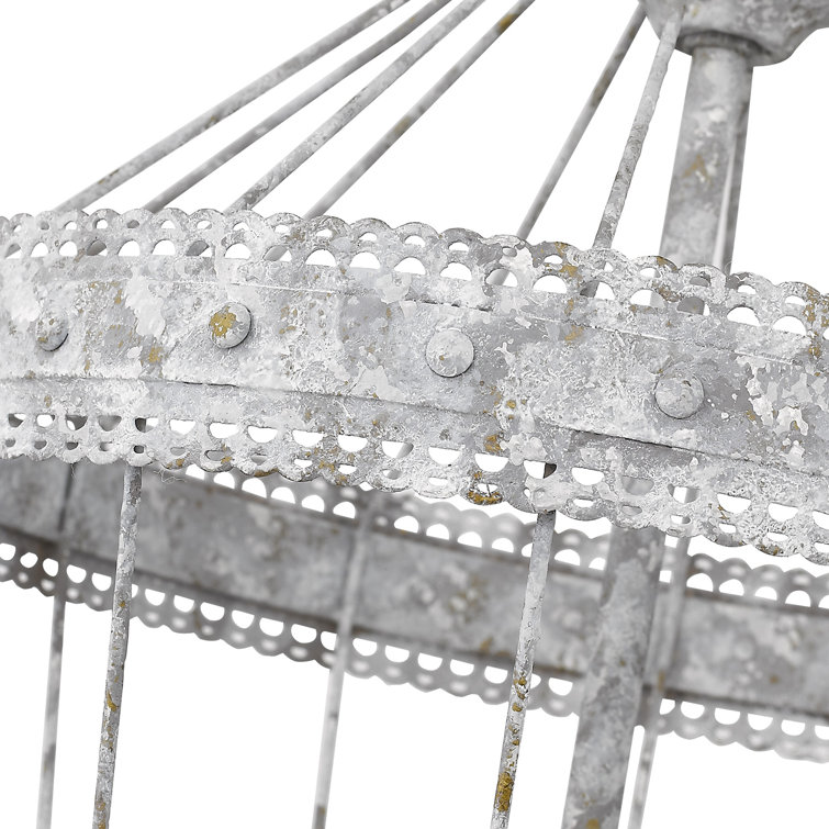 Oyster White Rustic Cage Pendant Light with Scallop Detail