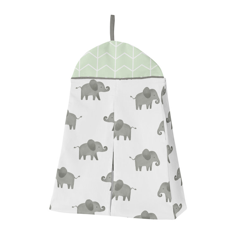 Mint and Gray Microfiber Elephant 4-Piece Crib Bedding Set
