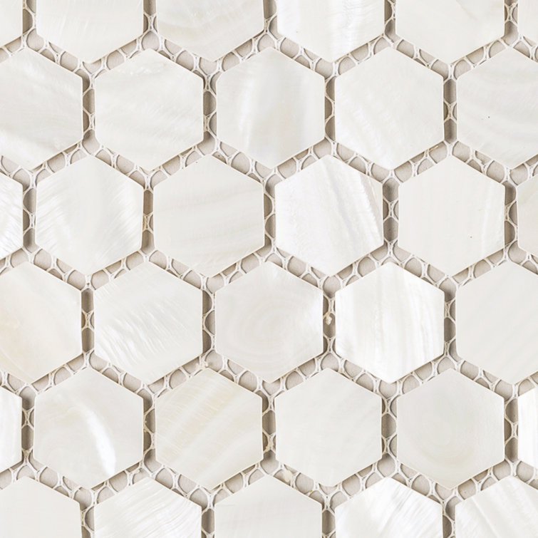 White Mother of Pearl Hexagon Mosaic Wall Tile Sheet