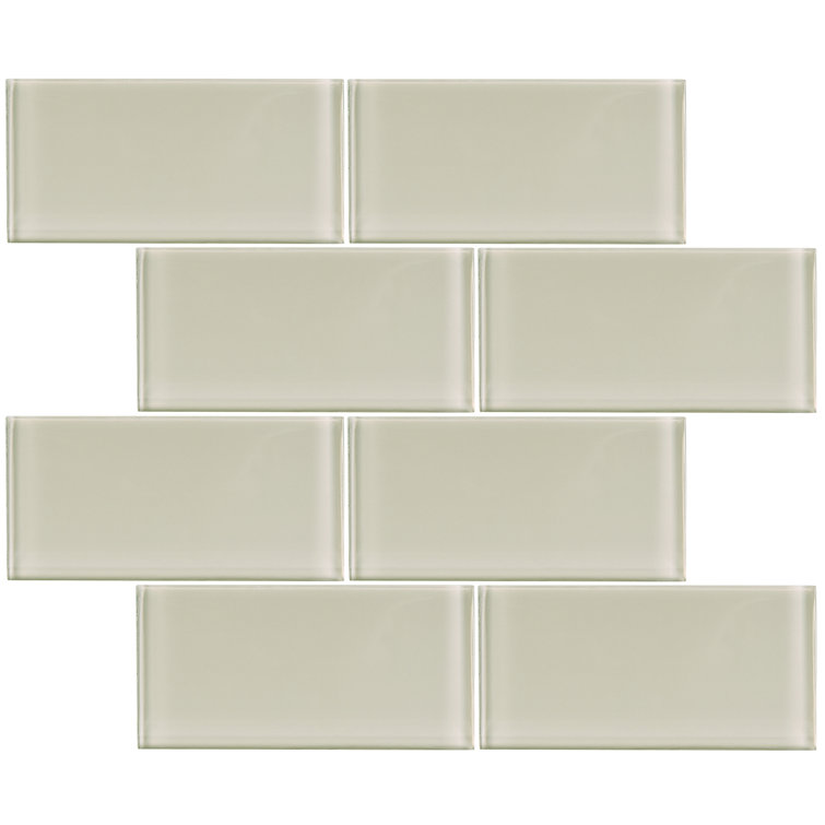 Ivory 3'' x 6'' Glass Mosaic Subway Tile