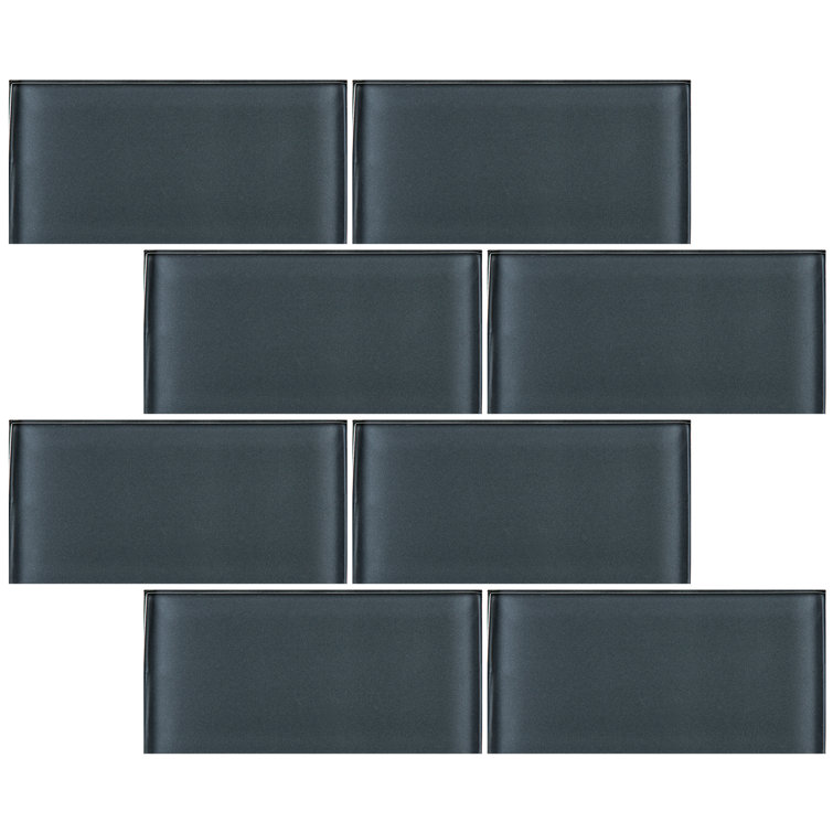 Gray 3" x 6" Glass Mosaic Subway Tile