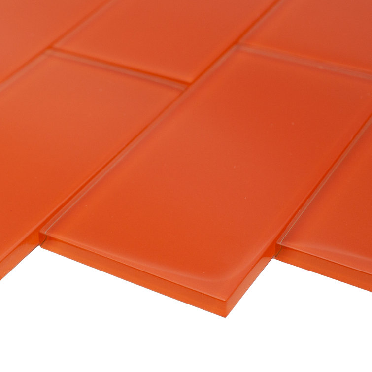 Crystile 3" x 6" Orange Glass Mosaic Subway Tile