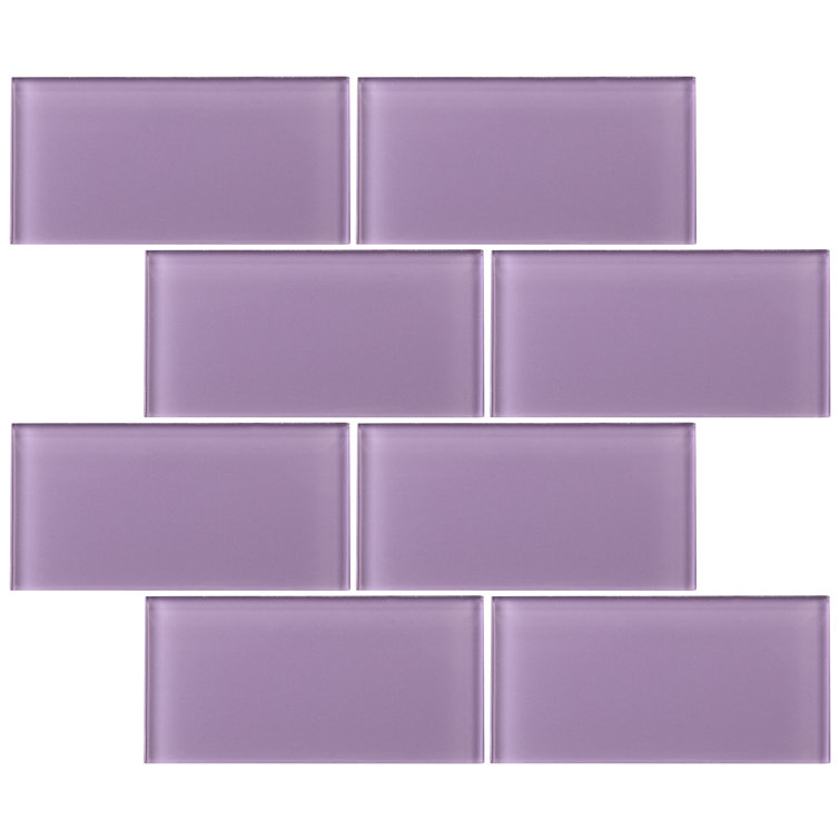 Purple 3'' x 6'' Glass Mosaic Subway Tile