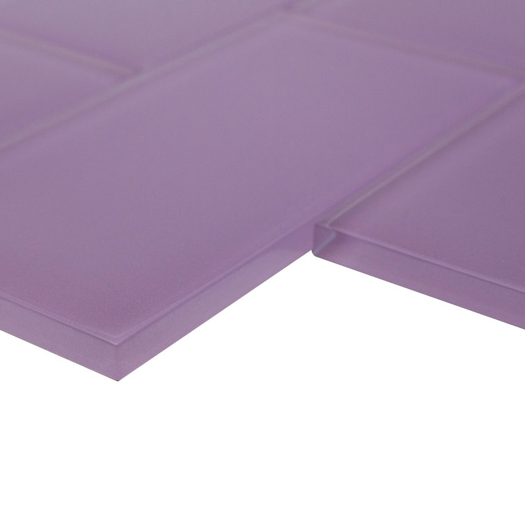 Purple 3'' x 6'' Glass Mosaic Subway Tile