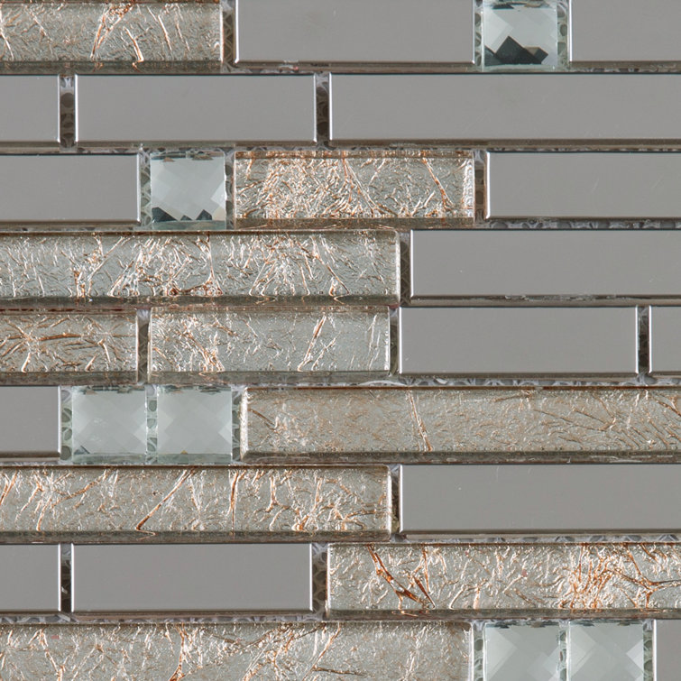 Beige Glass Micro-Beveled Linear Mosaic Wall Tile