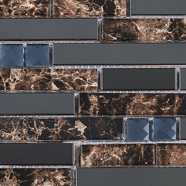 Gray and Brown Glass Linear Mosaic Wall Tile
