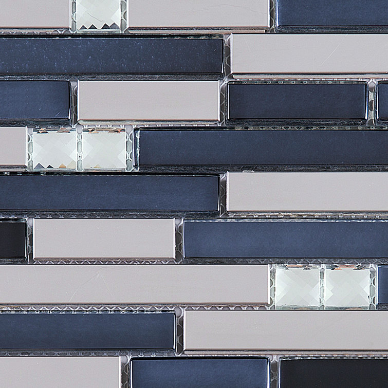 Dark Blue Glass Micro-Beveled Mosaic Wall Tile