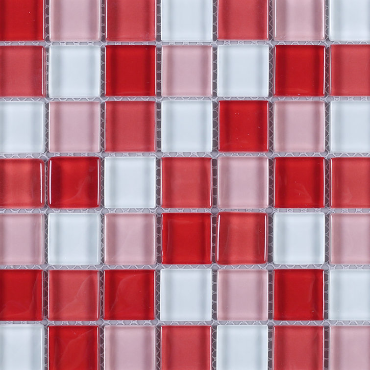 Red and Pink Glass Mosaic Tile Sheet for Kitchen and Bathroom
