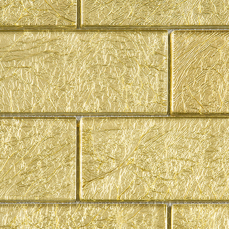 Gold Glass Brick Joint Mosaic Wall Tile Sheet