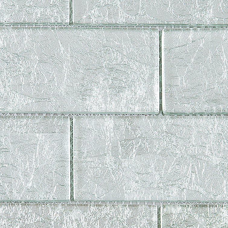 Gray Glass Brick Joint Mosaic Wall Tile Sheet